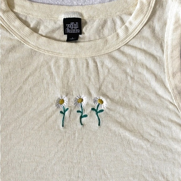 Lot of 2 Tank Tops We the Free Wild Fable Sz Large Oversized Ribbed Yellow White - Picture 2 of 3